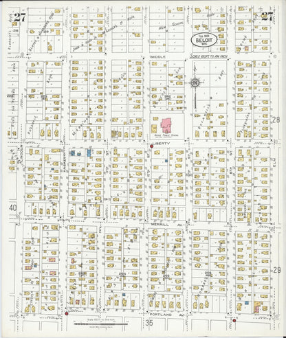Sanborn Fire Insurance Map from Beloit, Rock County, Wisconsin (1926), Sheet #0027 - Historic Sanborn Fire Insurance Map Print, vintage old map wall art, antique decor, genealogy gift, Wisconsin Wisconsin map
