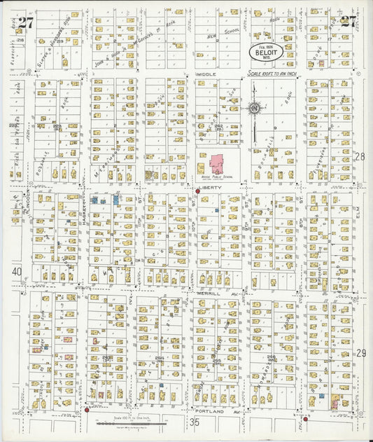Sanborn Fire Insurance Map from Beloit, Rock County, Wisconsin (1926), Sheet #0027 - Historic Sanborn Fire Insurance Map Print, vintage old map wall art, antique decor, genealogy gift, Wisconsin Wisconsin map
