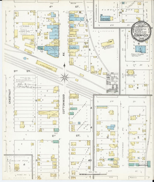 Sanborn Fire Insurance Map from Strong City, Chase County, Kansas (1892), Sheet #0001 - Historic Sanborn Fire Insurance Map Print, vintage old map wall art, antique decor, genealogy gift, Kansas Kansas map