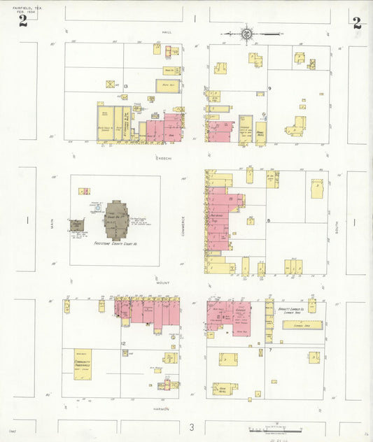 Sanborn Fire Insurance Map from Fairfield, Freestone County, Texas (1934), Sheet #0002 - Historic Sanborn Fire Insurance Map Print, vintage old map wall art, antique decor, genealogy gift, Texas Texas map