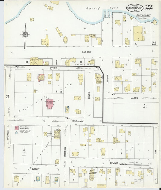 Sanborn Fire Insurance Map from Grand Haven, Ottawa County, Michigan (1912), Sheet #0022 - Historic Sanborn Fire Insurance Map Print, vintage old map wall art, antique decor, genealogy gift, Michigan Michigan map