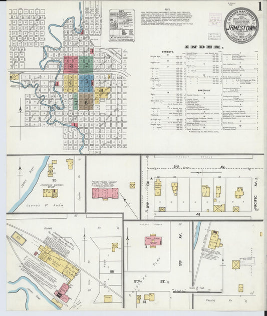 Sanborn Fire Insurance Map from Jamestown, Stutsman County, North Dakota (1904), Sheet #0001 - Complete Map Set gallery image, historic Sanborn map, vintage wall art, North Dakota North Dakota