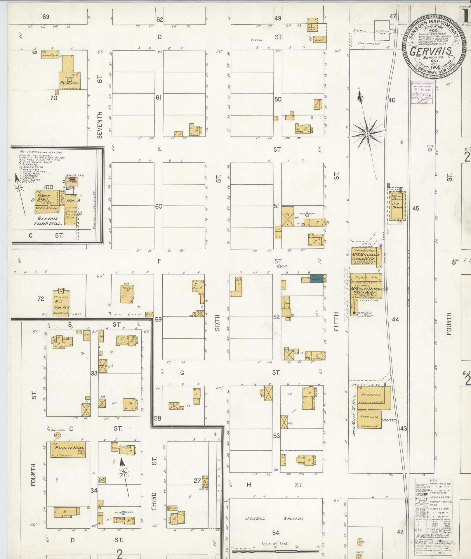 Sanborn Fire Insurance Map from Gervais, Marion County, Oregon (1906), Sheet #0001 - Complete Map Set gallery image, historic Sanborn map, vintage wall art, Oregon Oregon