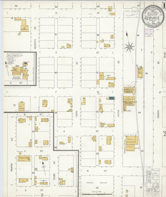 Sanborn Fire Insurance Map from Gervais, Marion County, Oregon (1906), Sheet #0001 - Complete Map Set gallery image, historic Sanborn map, vintage wall art, Oregon Oregon