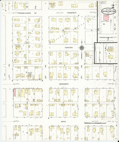 Sanborn Fire Insurance Map from Oxford Junction, Jones County, Iowa (1914), Sheet #0002 - Historic Sanborn Fire Insurance Map Print, vintage old map wall art
