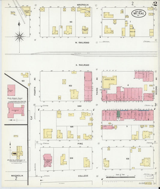 Sanborn Fire Insurance Map from Mcrae, Telfair County, Georgia (1909), Sheet #0002 - Historic Sanborn Fire Insurance Map Print, vintage old map wall art, antique decor, genealogy gift, Georgia Georgia map