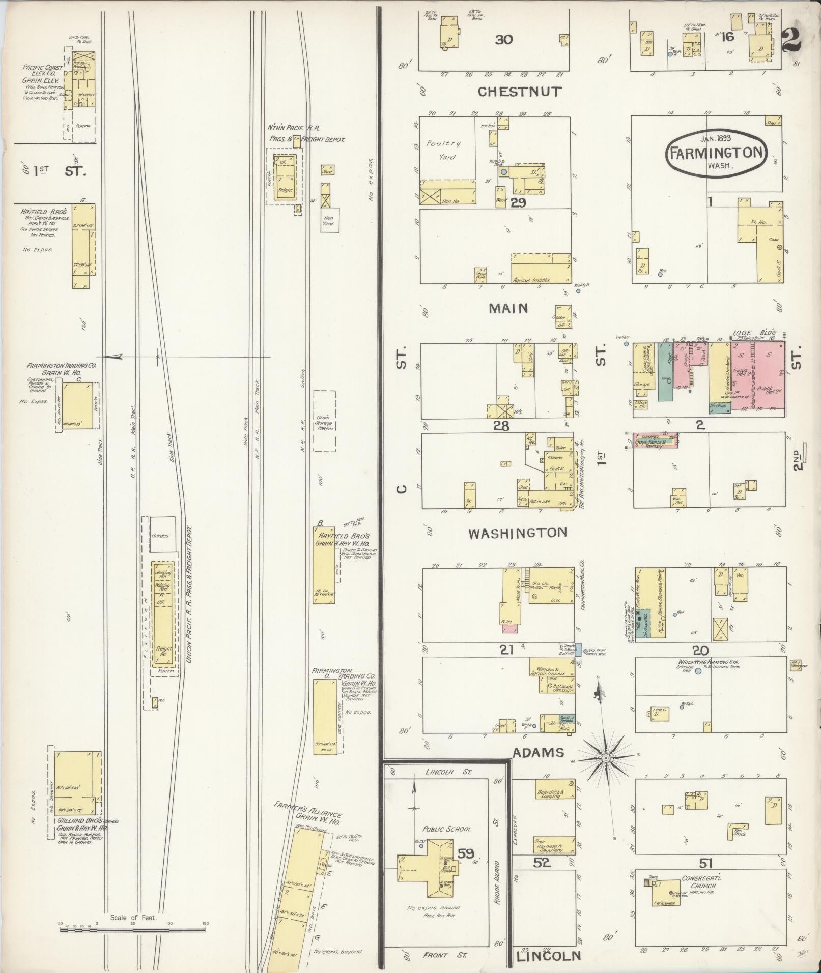 Sanborn Fire Insurance Map from Farmington, Whitman County, Washington (1893), Sheet #0002 - Complete Map Set gallery image, historic Sanborn map, vintage wall art, Washington Washington