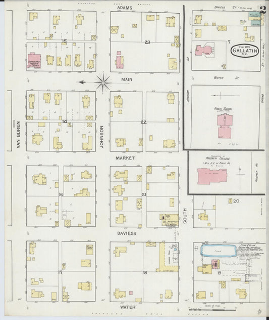 Sanborn Fire Insurance Map from Gallatin, Daviess County, Missouri (1893), Sheet #0002 - Historic Sanborn Fire Insurance Map Print, vintage old map wall art, antique decor, genealogy gift, Missouri Missouri map