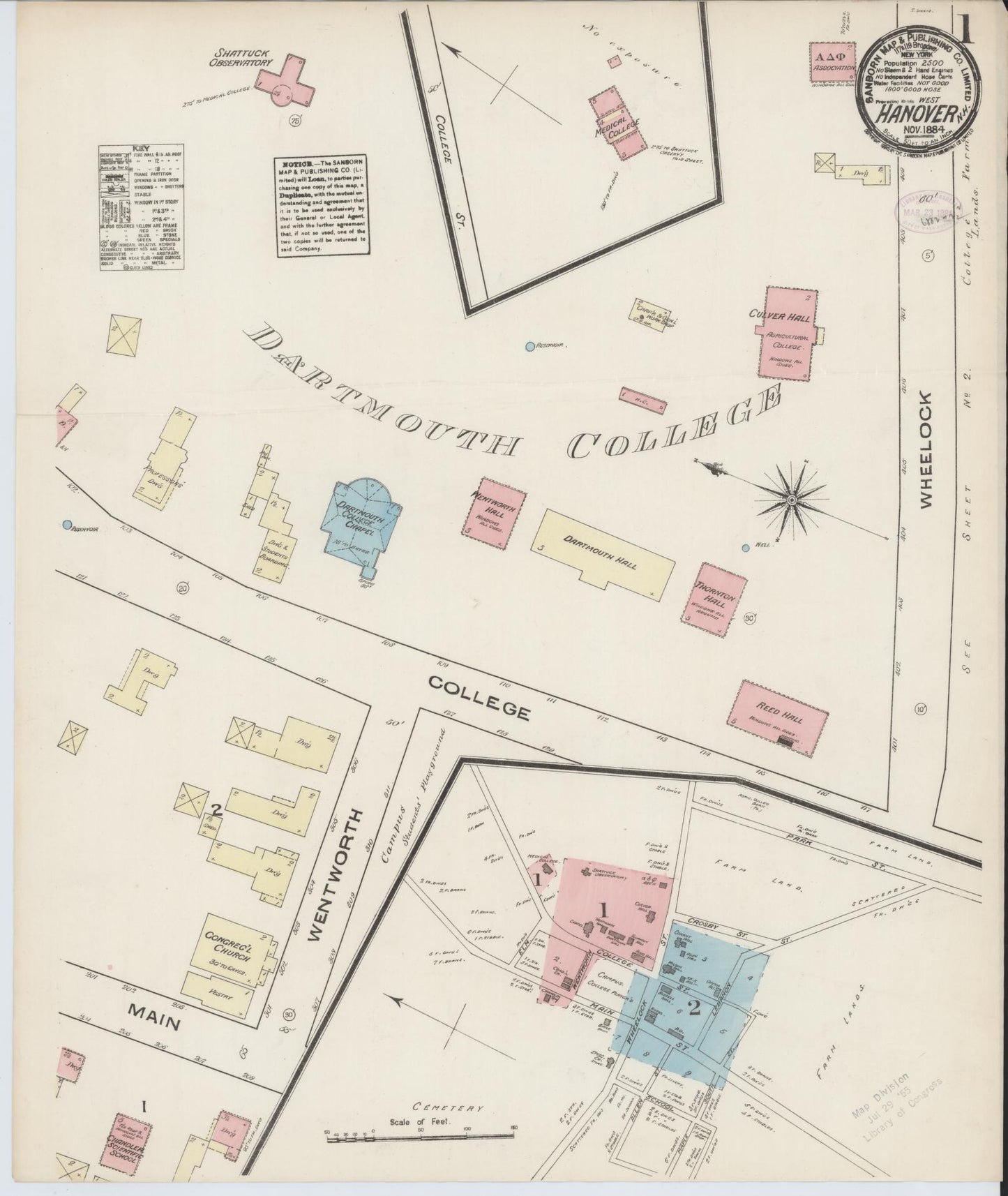 Sanborn Fire Insurance Map from Hanover, Grafton County, New Hampshire. (1884) – Historic Sanborn Fire Insurance Map Print