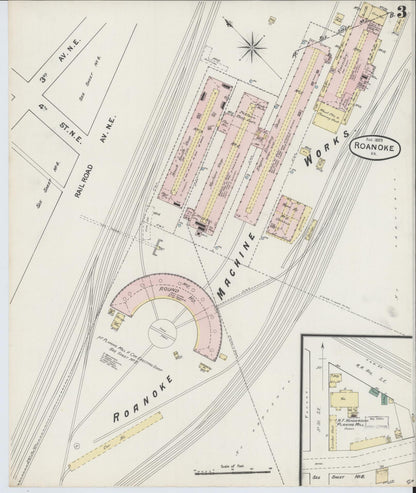 Sanborn Fire Insurance Map from Roanoke, Independent Cities, Virginia (1889), Sheet #0003 - Complete Map Set gallery image, historic Sanborn map, vintage wall art, Virginia Virginia