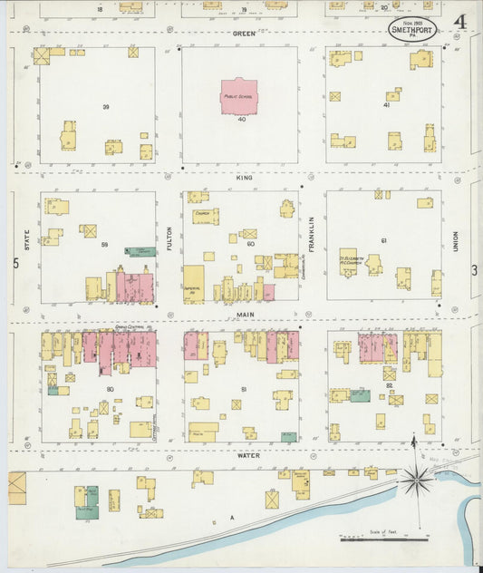 Sanborn Fire Insurance Map from Smethport, McKean County, Pennsylvania (1903), Sheet #0004 - Historic Sanborn Fire Insurance Map Print, vintage old map wall art, antique decor, genealogy gift, Pennsylvania Pennsylvania map
