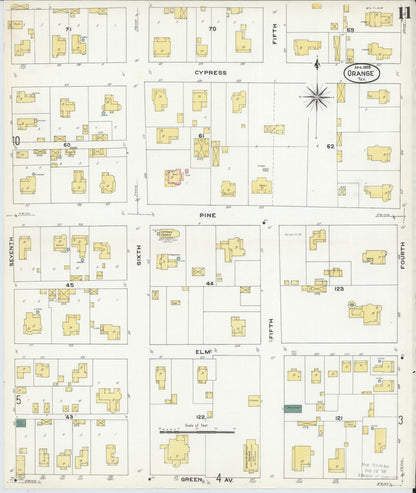 Sanborn Fire Insurance Map from Orange, Orange County, Texas (1909), Sheet #0011 - Historic Sanborn Fire Insurance Map Print, vintage old map wall art, antique decor, genealogy gift, Texas Texas map