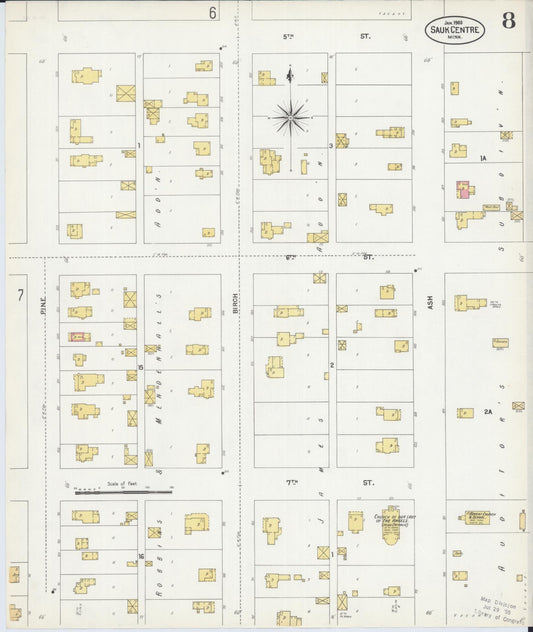 Sanborn Fire Insurance Map from Sauk Centre, Stearns County, Minnesota (1903), Sheet #0008 - Historic Sanborn Fire Insurance Map Print, vintage old map wall art, antique decor, genealogy gift, Minnesota Minnesota map
