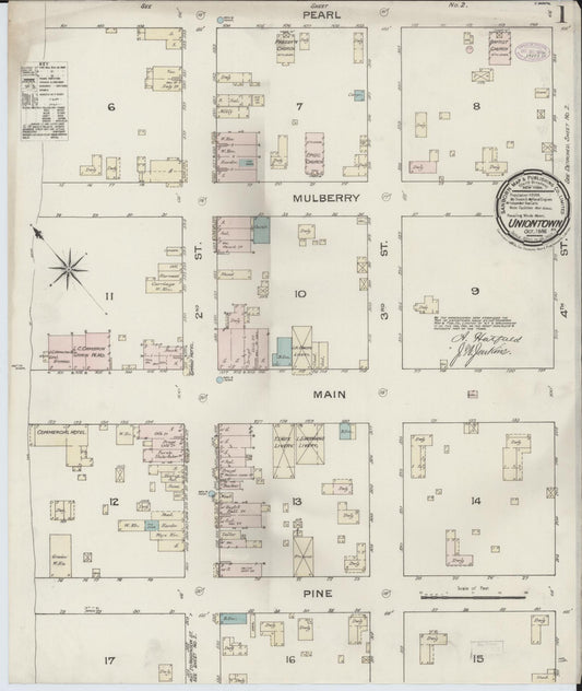 Sanborn Fire Insurance Map from Uniontown, Union County, Kentucky (1886), Sheet #0001 - Historic Sanborn Fire Insurance Map Print, vintage old map wall art, antique decor, genealogy gift, Kentucky Kentucky map