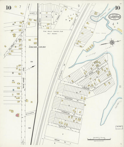 Sanborn Fire Insurance Map from Clementon, Camden County, New Jersey (1924), Sheet #0010 - Historic Sanborn Fire Insurance Map Print, vintage old map wall art, antique decor, genealogy gift, New Jersey New Jersey map