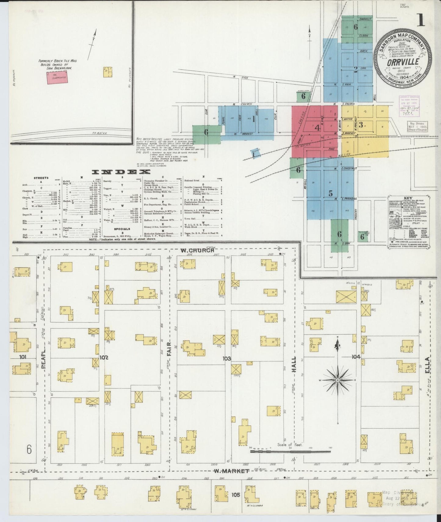 Sanborn Fire Insurance Map from Orrville, Wayne County, Ohio (1904), Sheet #0001 - Complete Map Set gallery image, historic Sanborn map, vintage wall art, Ohio Ohio
