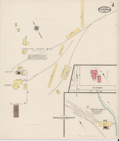 Sanborn Fire Insurance Map from Pocahontas, Randolph County, Arkansas (1922), Sheet #0004 - Complete Map Set gallery image, historic Sanborn map, vintage wall art, Arkansas Arkansas