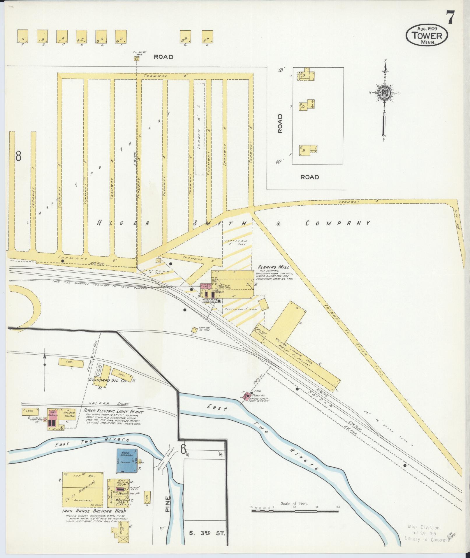 Sanborn Fire Insurance Map from Tower, Saint Louis County, Minnesota (1909), Sheet #0007 - Complete Map Set gallery image, historic Sanborn map, vintage wall art, Minnesota Minnesota