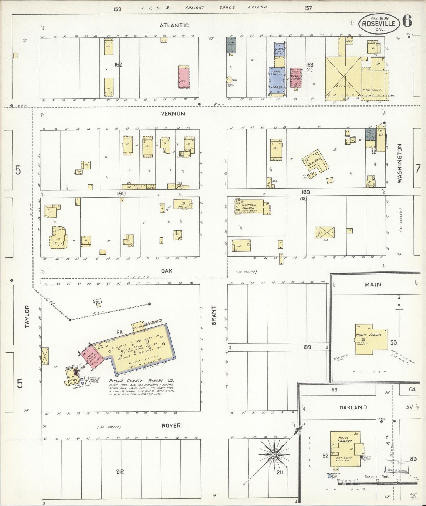 Sanborn Fire Insurance Map from Roseville, Placer County, California (1909), Sheet #0006 - Complete Map Set gallery image, historic Sanborn map, vintage wall art, California California