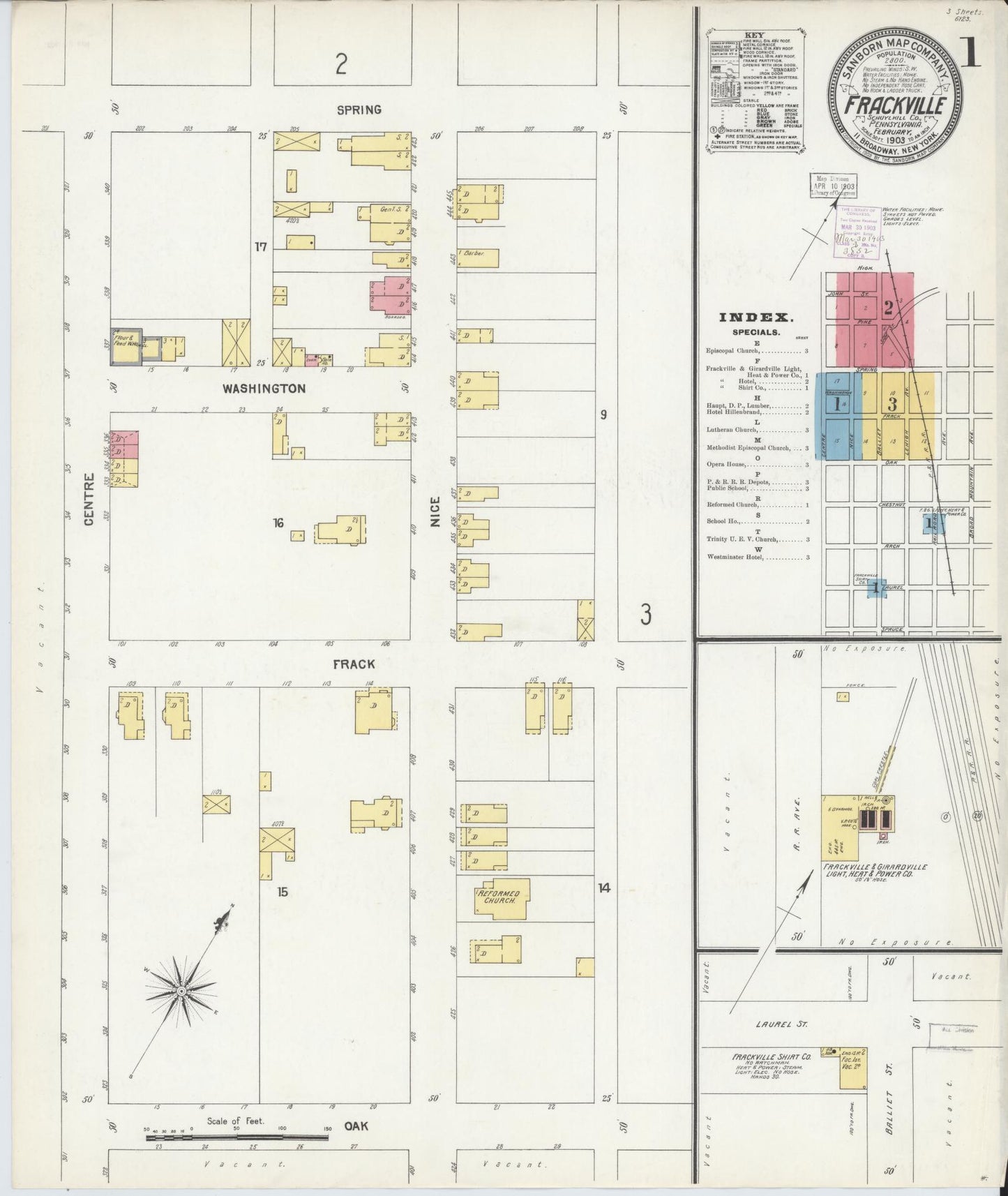 Sanborn Fire Insurance Map from Frackville, Schuylkill County, Pennsylvania (1903), Sheet #0001 - Historic Sanborn Fire Insurance Map Print, vintage old map wall art, antique decor, genealogy gift, Pennsylvania Pennsylvania map