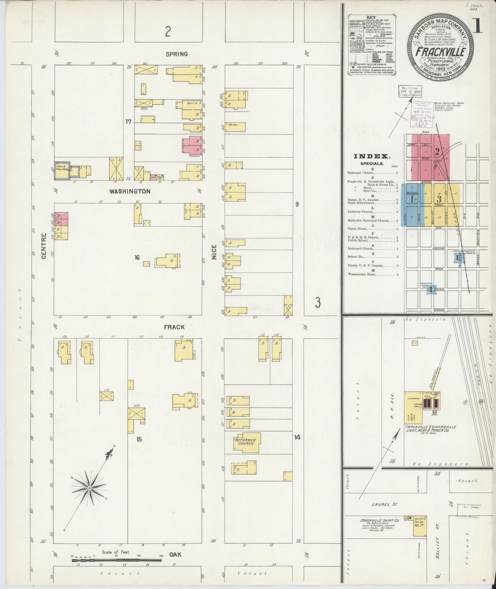 Sanborn Fire Insurance Map from Frackville, Schuylkill County, Pennsylvania (1903), Sheet #0001 - Historic Sanborn Fire Insurance Map Print, vintage old map wall art, antique decor, genealogy gift, Pennsylvania Pennsylvania map