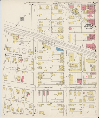Sanborn Fire Insurance Map from London, Madison County, Ohio (1921), Sheet #0007 - Historic Sanborn Fire Insurance Map Print, vintage old map wall art, antique decor, genealogy gift, Ohio Ohio map