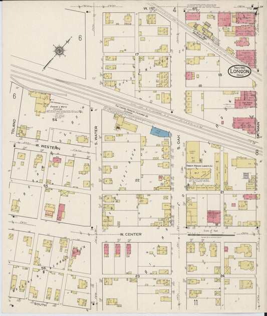 Sanborn Fire Insurance Map from London, Madison County, Ohio (1921), Sheet #0007 - Historic Sanborn Fire Insurance Map Print, vintage old map wall art, antique decor, genealogy gift, Ohio Ohio map