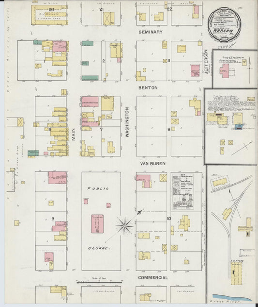 Sanborn Fire Insurance Map from Warsaw, Benton County, Missouri. (1892) – Historic Sanborn Fire Insurance Map Print
