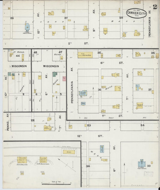 Sanborn Fire Insurance Map from Cawker City, Mitchell County, Kansas (1890), Sheet #0002 - Historic Sanborn Fire Insurance Map Print, vintage old map wall art, antique decor, genealogy gift, Kansas Kansas map