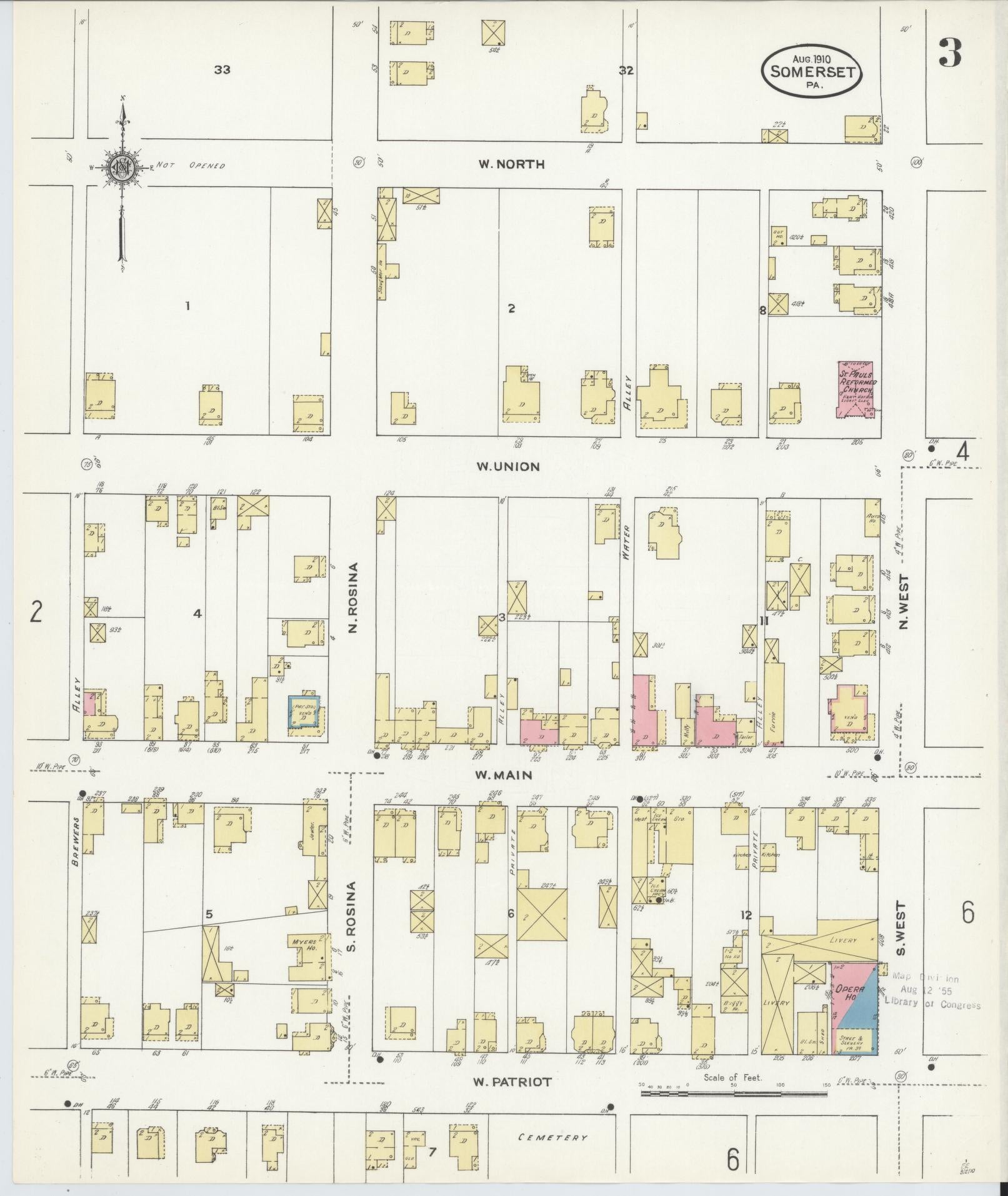 Sanborn Fire Insurance Map from Somerset, Somerset County, Pennsylvania (1910), Sheet #0003 - Complete Map Set gallery image, historic Sanborn map, vintage wall art, Pennsylvania Pennsylvania