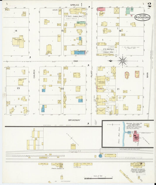 Sanborn Fire Insurance Map from Rockford, Floyd County, Iowa (1899), Sheet #0002 - Historic Sanborn Fire Insurance Map Print, vintage old map wall art