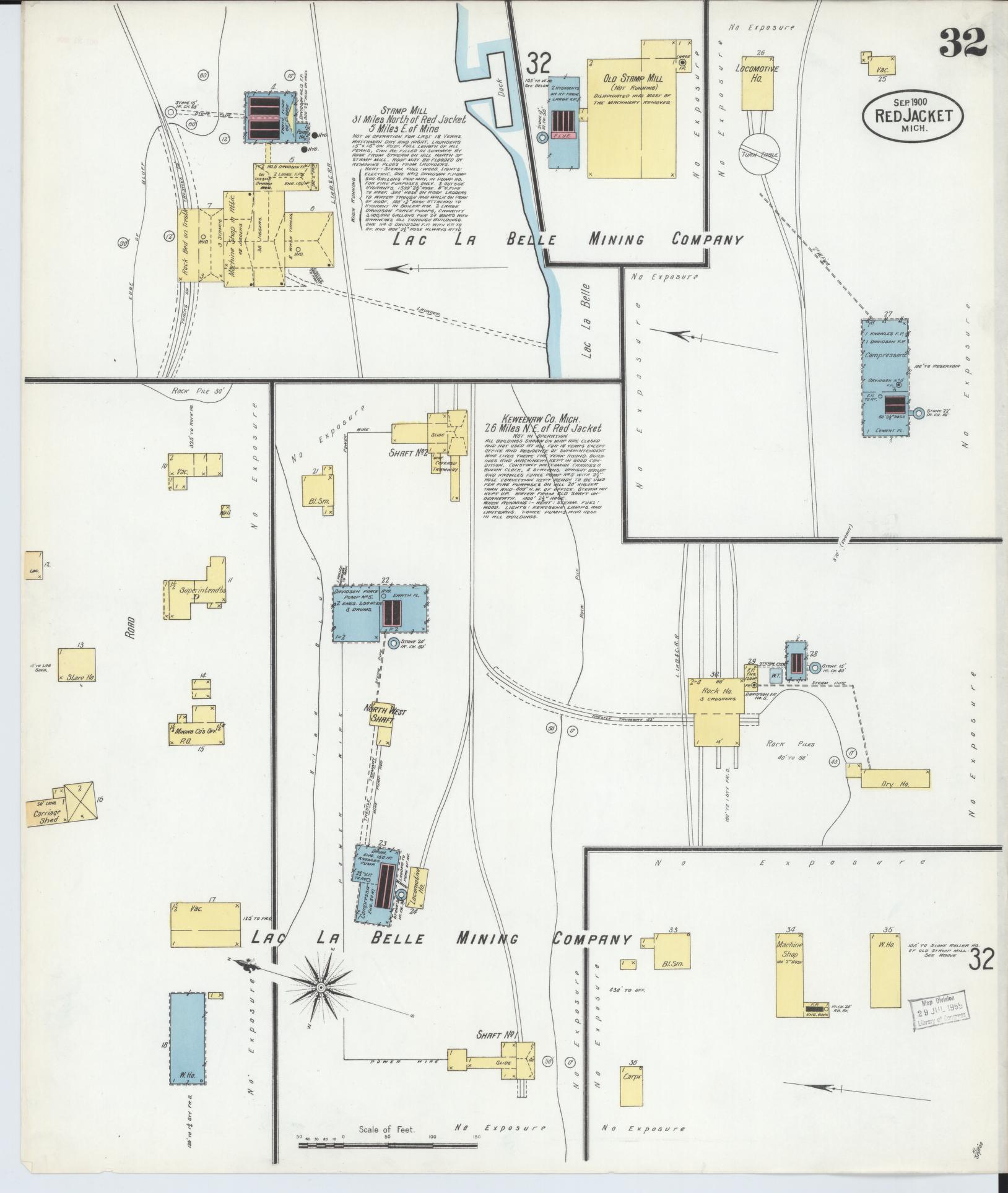 Sanborn Fire Insurance Map from Red Jacket, Houghton County, Michigan (1900), Sheet #0032 - Complete Map Set gallery image, historic Sanborn map, vintage wall art, Michigan Michigan