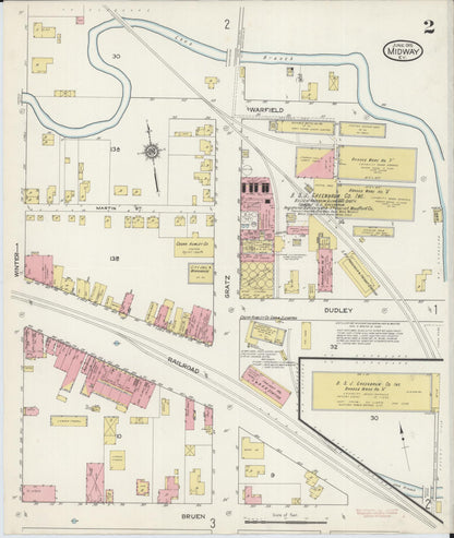 Sanborn Fire Insurance Map from Midway, Woodford County, Kentucky (1915), Sheet #0002 - Complete Map Set gallery image, historic Sanborn map, vintage wall art, Kentucky Kentucky