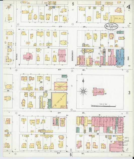 Sanborn Fire Insurance Map from Baraboo, Sauk County, Wisconsin (1904), Sheet #0004 - Historic Sanborn Fire Insurance Map Print, vintage old map wall art, antique decor, genealogy gift, Wisconsin Wisconsin map