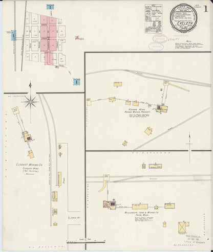 Sanborn Fire Insurance Map from Eveleth, Saint Louis County, Minnesota (1897), Sheet #0001 - Complete Map Set gallery image, historic Sanborn map, vintage wall art, Minnesota Minnesota