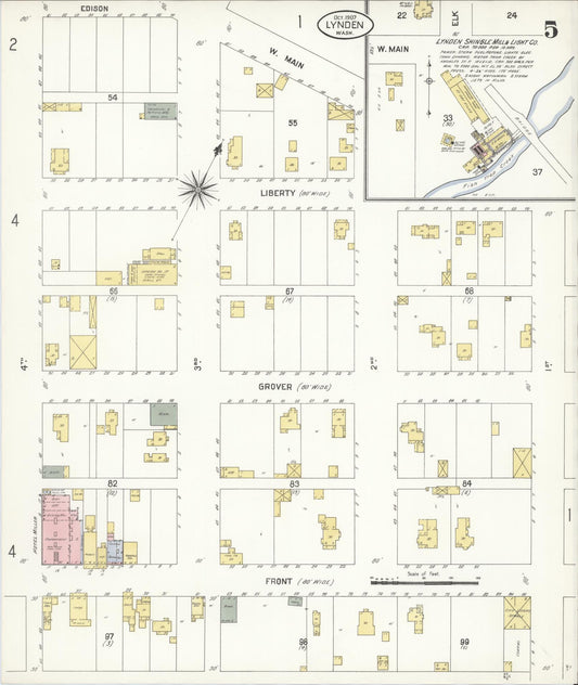 Sanborn Fire Insurance Map from Lynden, Whatcom County, Washington (1907), Sheet #0005 - Historic Sanborn Fire Insurance Map Print, vintage old map wall art, antique decor, genealogy gift, Washington Washington map