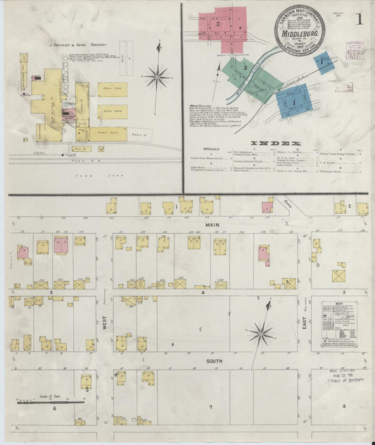 Sanborn Fire Insurance Map from Middleburg, Snyder County, Pennsylvania (1907), Sheet #0001 - Complete Map Set gallery image, historic Sanborn map, vintage wall art, Pennsylvania Pennsylvania