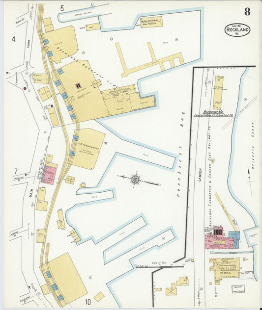 Sanborn Fire Insurance Map from Rockland, Knox County, Maine (1912), Sheet #0008 - Historic Sanborn Fire Insurance Map Print, vintage old map wall art, antique decor, genealogy gift, Maine Maine map