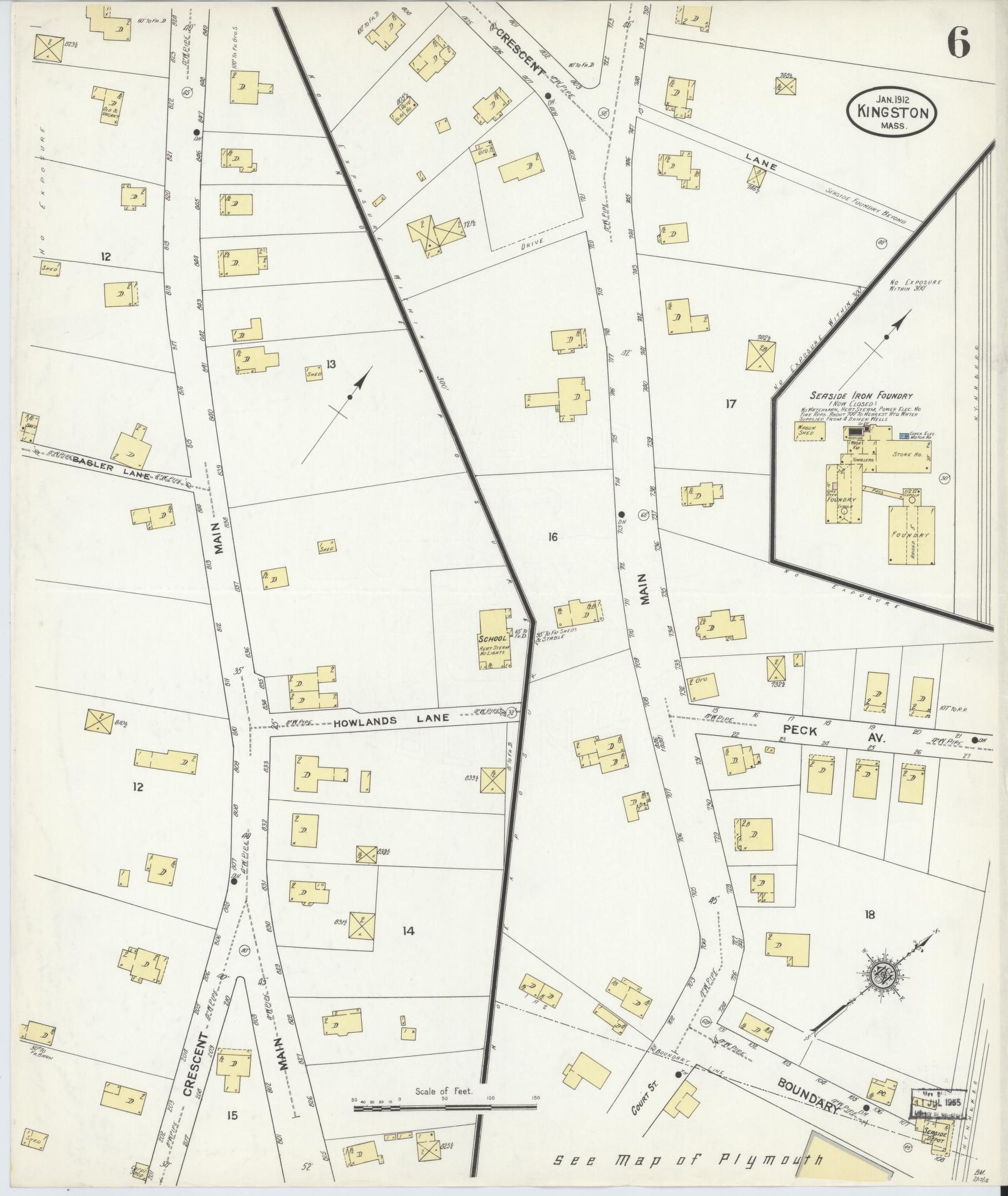 Sanborn Fire Insurance Map from Kingston, Plymouth County, Massachusetts (1912), Sheet #0006 - Complete Map Set gallery image, historic Sanborn map, vintage wall art, Massachusetts Massachusetts