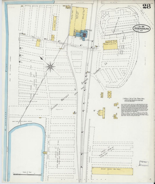 Sanborn Fire Insurance Map from Ogdensburg, St. Lawrence County, New York (1904), Sheet #0028 - Historic Sanborn Fire Insurance Map Print, vintage old map wall art, antique decor, genealogy gift, New York New York map