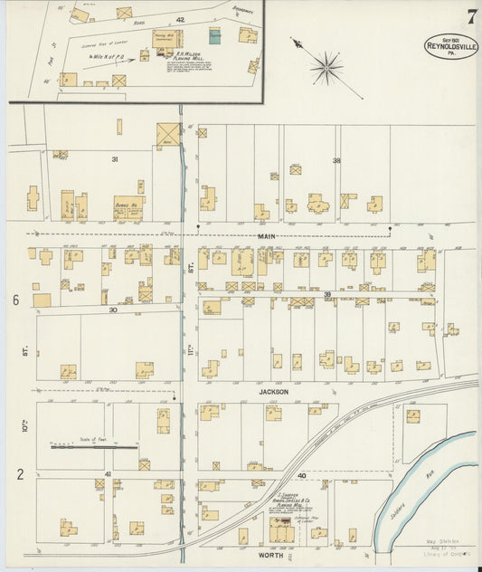 Sanborn Fire Insurance Map from Reynoldsville, Jefferson County, Pennsylvania (1901), Sheet #0007 - Historic Sanborn Fire Insurance Map Print, vintage old map wall art, antique decor, genealogy gift, Pennsylvania Pennsylvania map