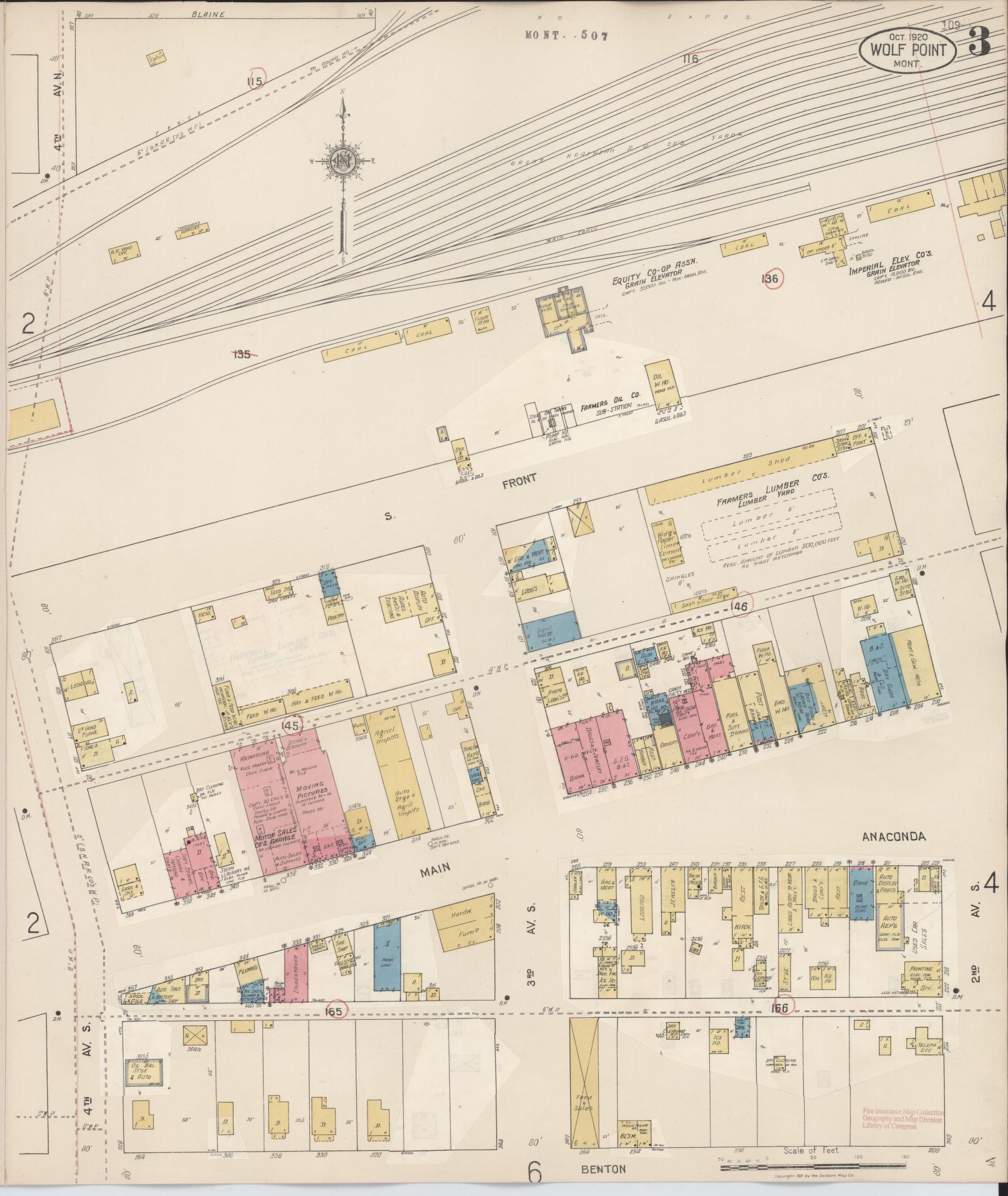 Sanborn Fire Insurance Map from Wolf Point, Roosevelt County, Montana (1930), Sheet #0003 - Complete Map Set gallery image, historic Sanborn map, vintage wall art, Montana Montana