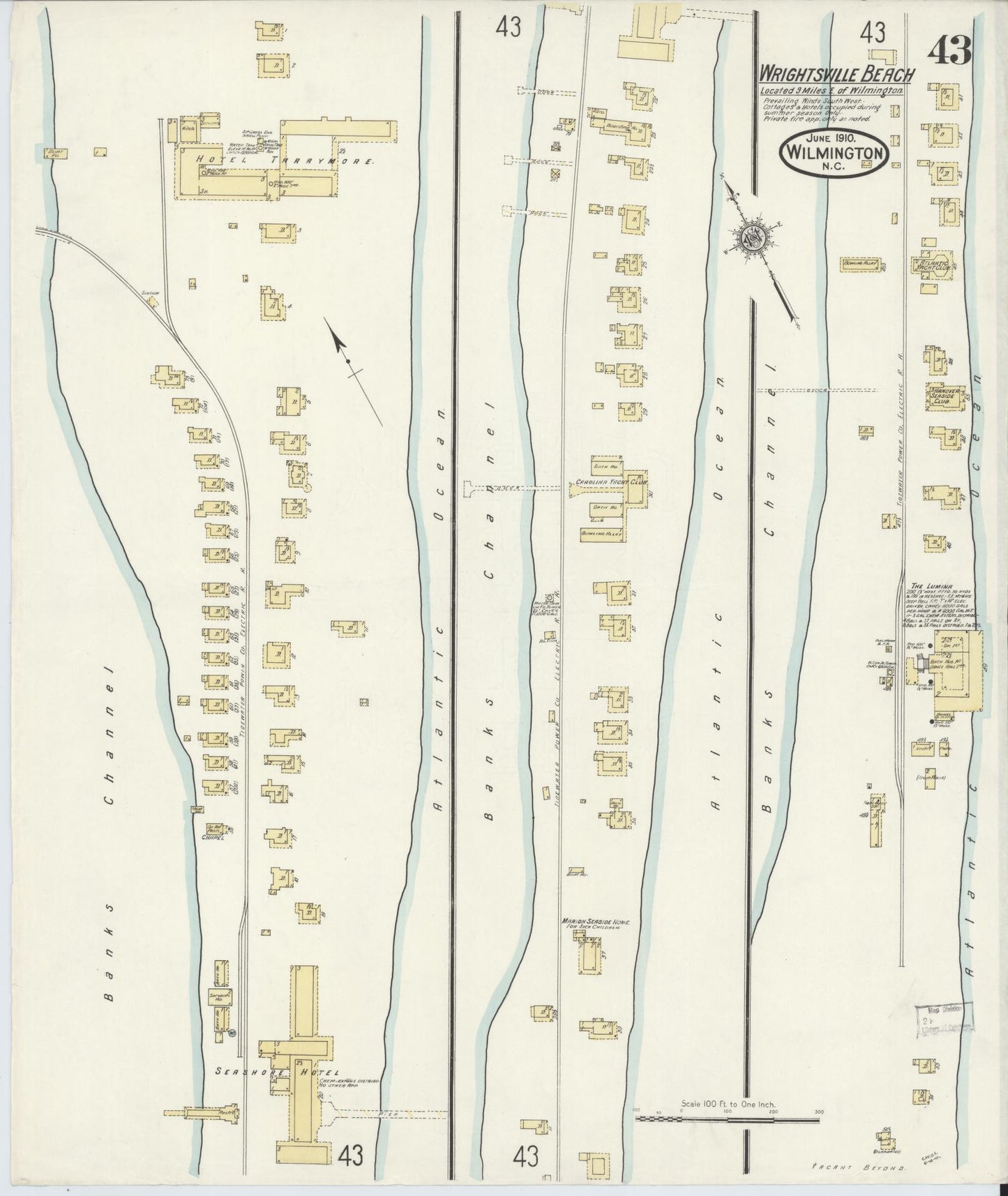 Sanborn Fire Insurance Map from Wilmington, New Hanover County, North Carolina (1910), Sheet #0043 - Complete Map Set gallery image, historic Sanborn map, vintage wall art, North Carolina North Carolina