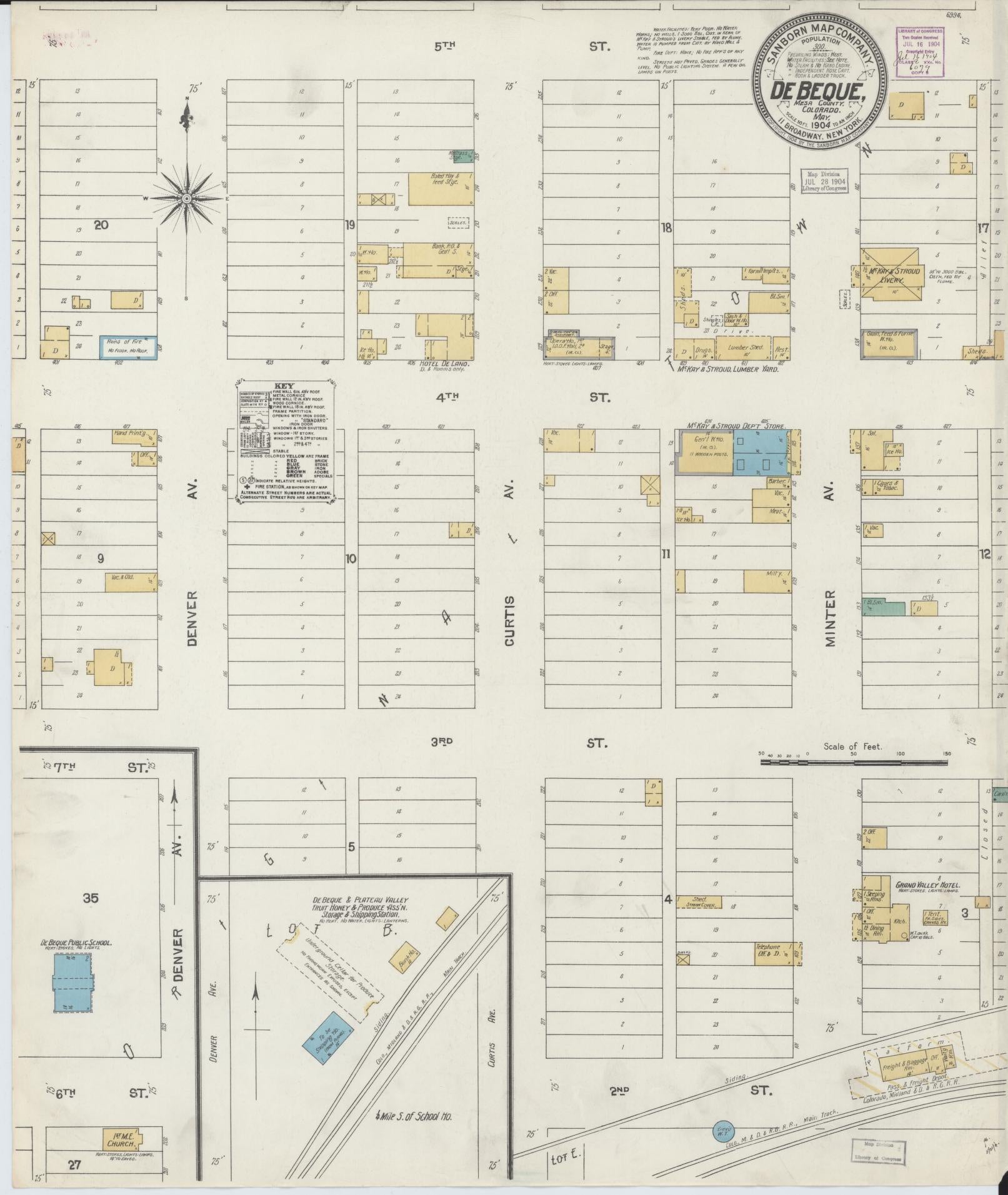 Sanborn Fire Insurance Map from De Beque, Mesa County, Colorado (1904), Sheet #0001 - Historic Sanborn Fire Insurance Map Print, vintage old map wall art, antique decor, genealogy gift, Colorado Colorado map