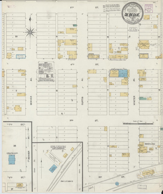 Sanborn Fire Insurance Map from De Beque, Mesa County, Colorado (1904), Sheet #0001 - Historic Sanborn Fire Insurance Map Print, vintage old map wall art, antique decor, genealogy gift, Colorado Colorado map