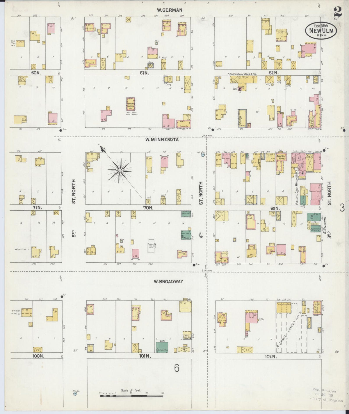 Sanborn Fire Insurance Map from New Ulm, Brown County, Minnesota (1899), Sheet #0002 - Complete Map Set gallery image, historic Sanborn map, vintage wall art, Minnesota Minnesota