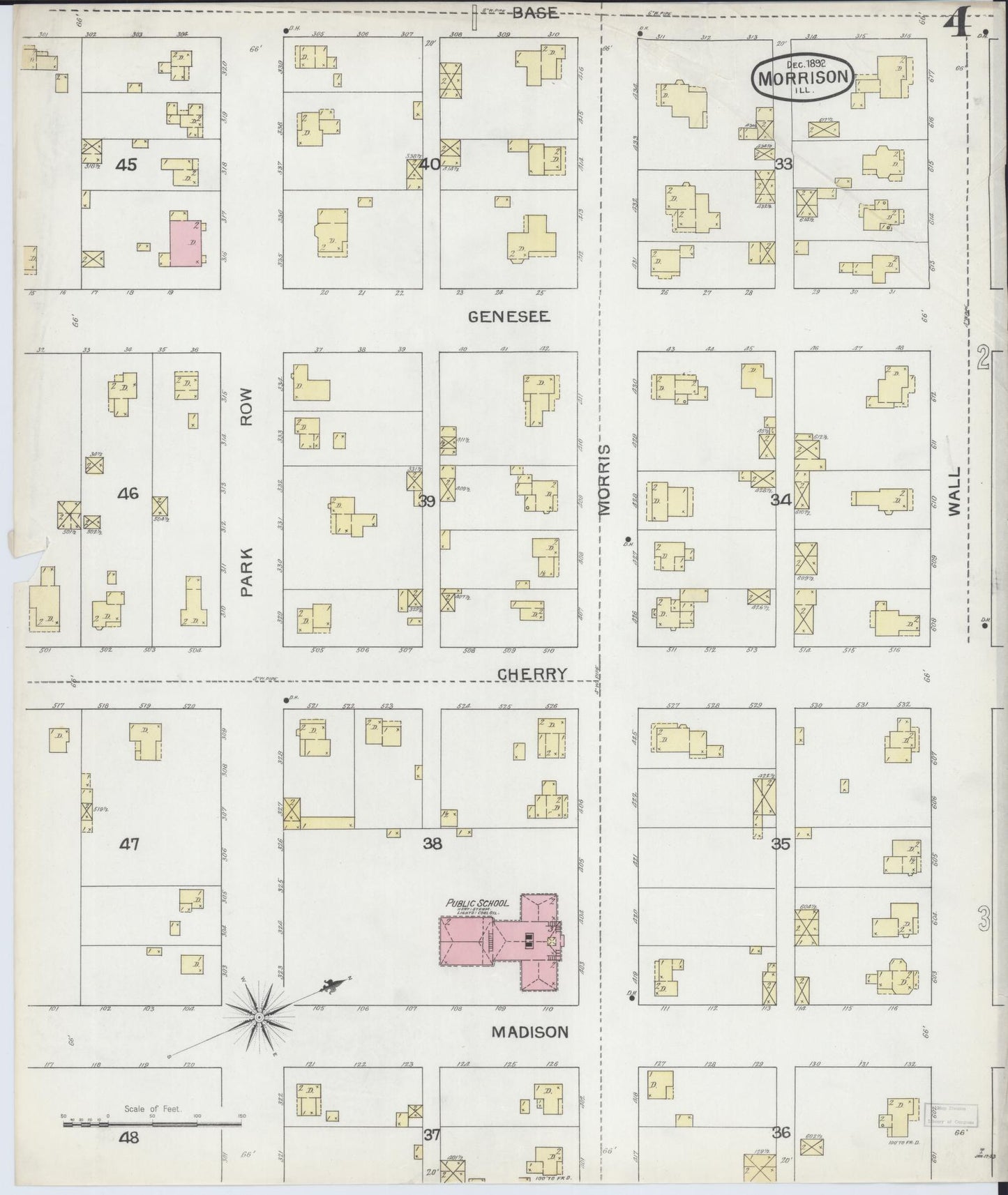 Sanborn Fire Insurance Map from Morrison, Whiteside County, Illinois (1892), Sheet #0004 - Complete Map Set gallery image, historic Sanborn map, vintage wall art, Illinois Illinois
