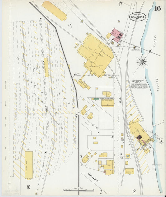 Sanborn Fire Insurance Map from Beaumont, Jefferson County, Texas (1902), Sheet #0016 - Historic Sanborn Fire Insurance Map Print, vintage old map wall art, antique decor, genealogy gift, Texas Texas map