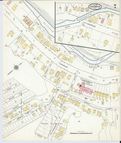 Sanborn Fire Insurance Map from Deadwood, Lawrence County, South Dakota (1915), Sheet #0007 - Complete Map Set gallery image, historic Sanborn map, vintage wall art, South Dakota South Dakota