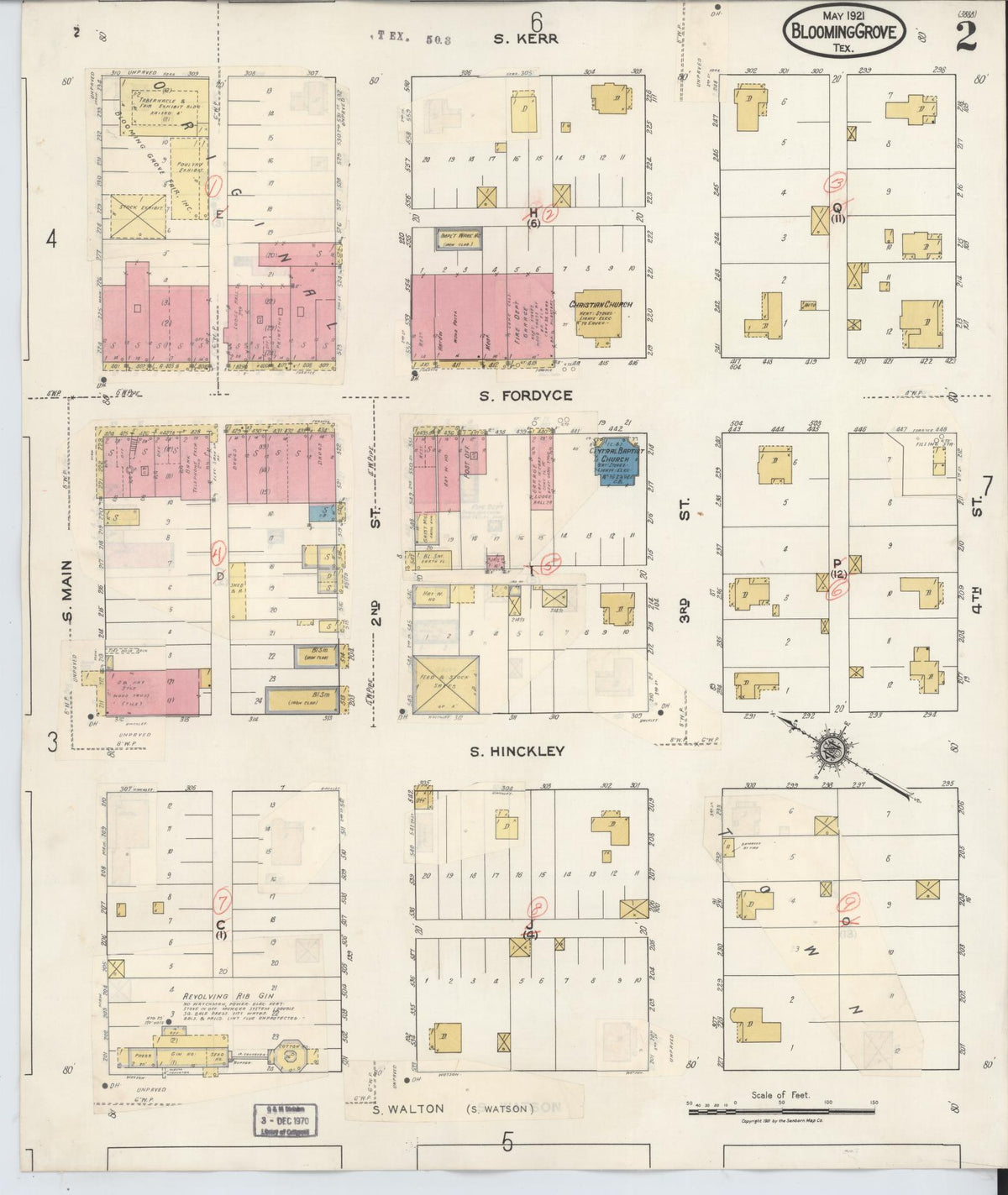 Sanborn Fire Insurance Map from Blooming Grove, Navarro County, Texas (1934), Sheet #0002 - Complete Map Set gallery image, historic Sanborn map, vintage wall art, Texas Texas